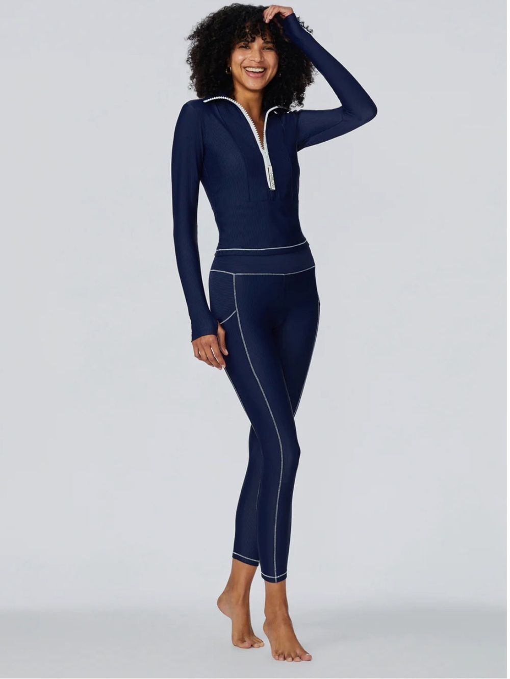 NWOT Watskin Brynn Ribbed 7/8 Legging in Marine Navy Size XS